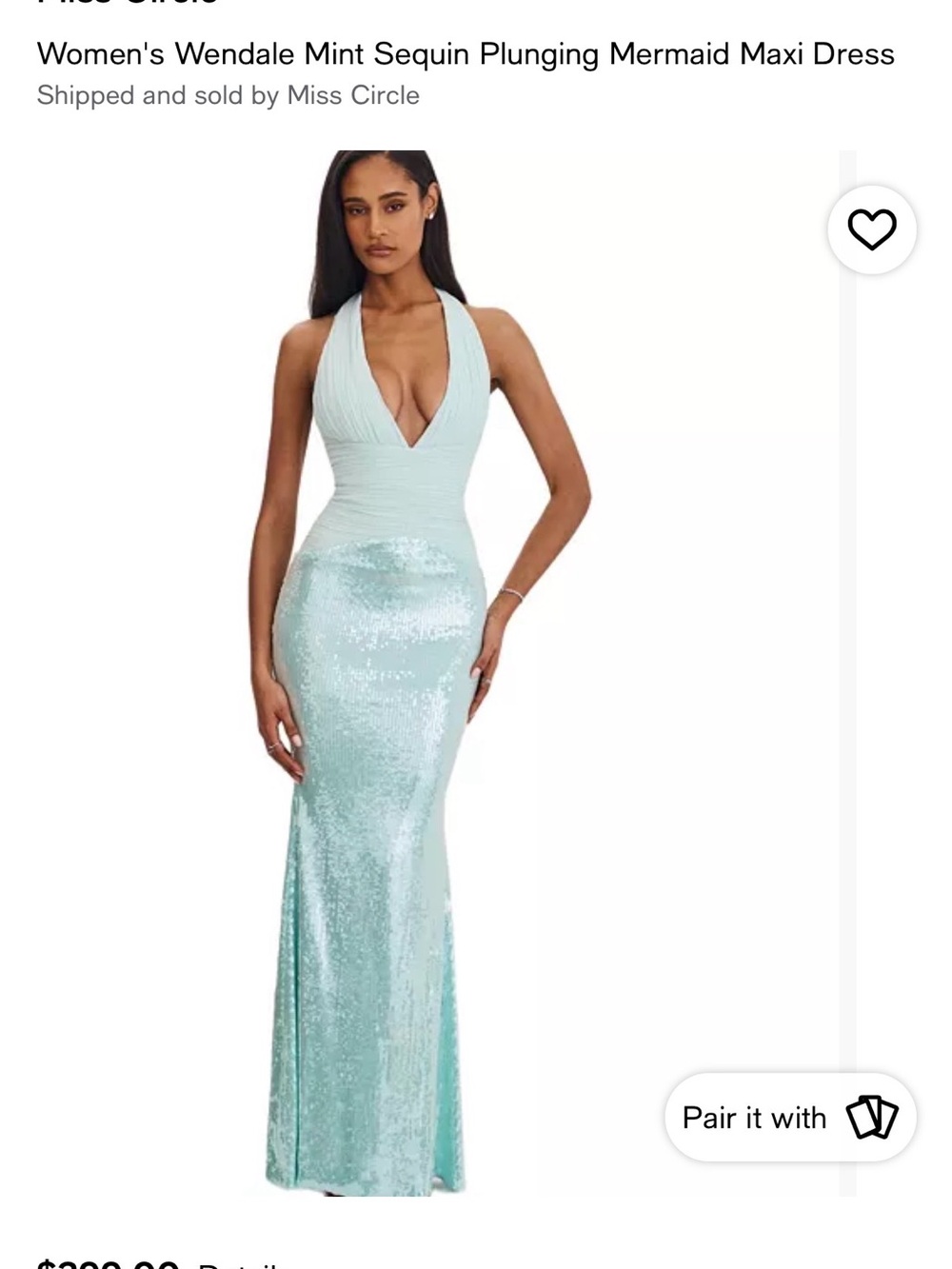 Miss Circle Mint Sequin Halter Maxi Dress